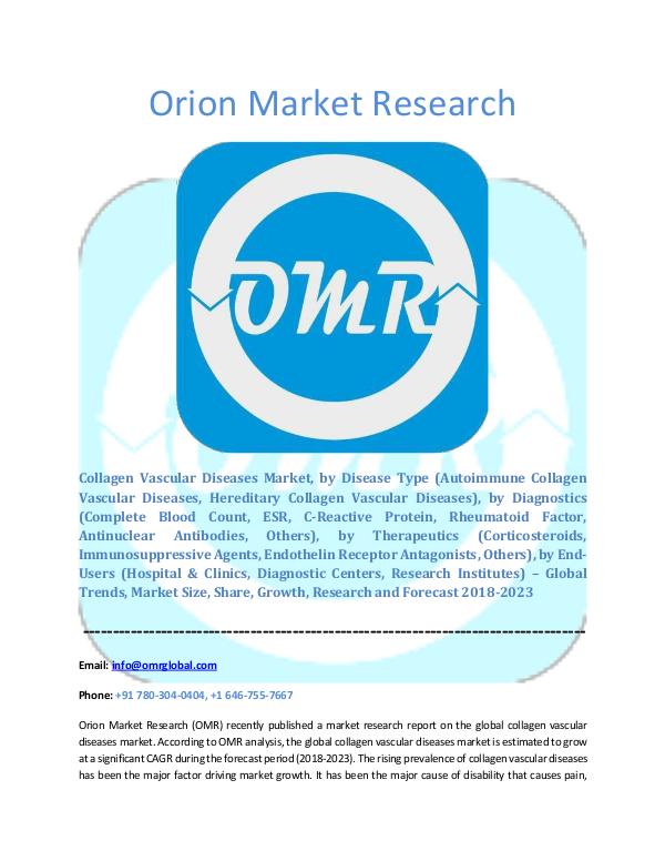 Orion Market Research Report Collagen Vascular Diseases Market