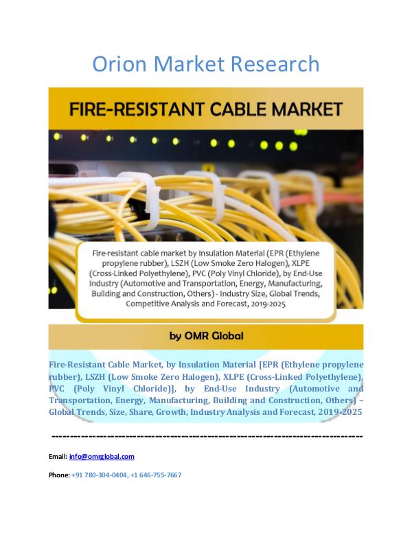Orion Market Research Report Fire Resistant Cable Market