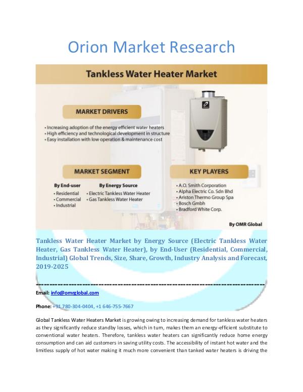 Orion Market Research Report Tankless Water Heater Market
