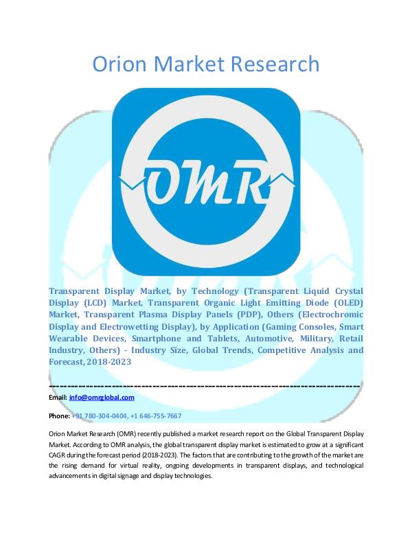 Orion Market Research Report Transparent Display Market