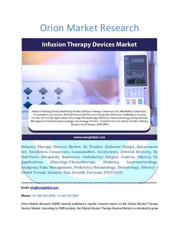 Orion Market Research Report Infusion Therapy Devices Market