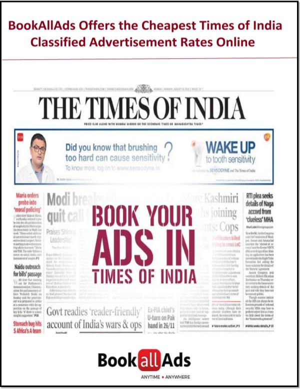 BookAllAds Offers the Cheapest TimesofIndia Classified Advertisement BookAllAds_Offers_the_Cheapest_TimesofIndia_Classi