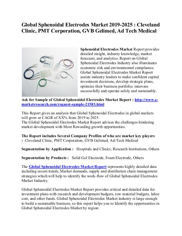 e-Market Research News Global Sphenoidal Electrodes Market 2019-2025