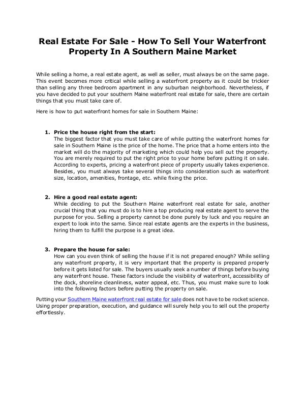Lakefront Properties of Maine How To Sell Your Waterfront Property