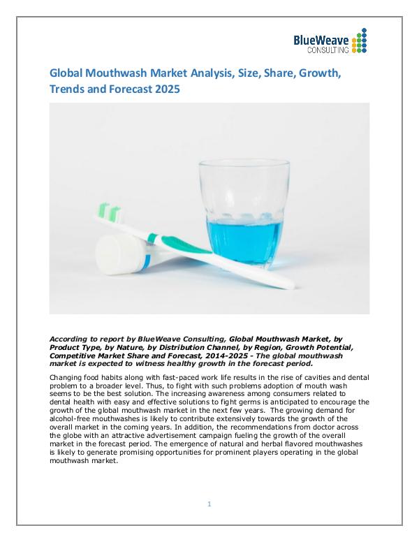 Global Mouthwash Market Analysis, Size, Share, Growth,Forecast 2025 mouthwash Market