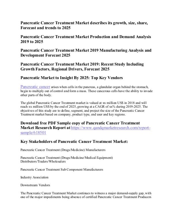 Pancreatic Cancer Treatment Pancreatic Cancer Treatment Market