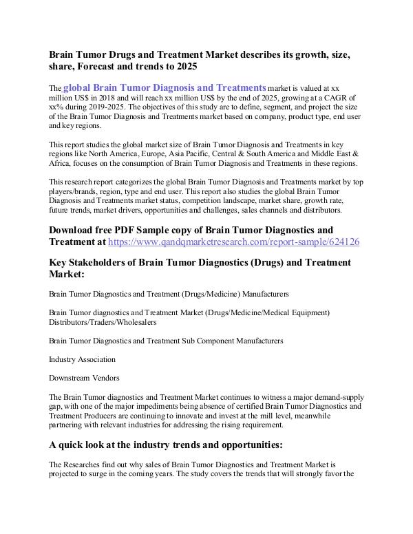 Brain Tumor Treatment Brain Tumor Drugs and Treatment Market