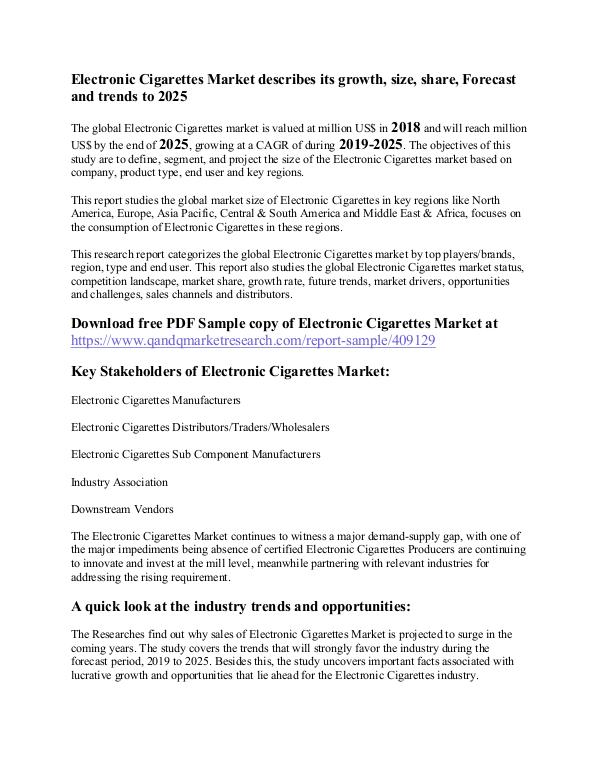Electronic Cigarettes Market Electronic Cigarettes Market
