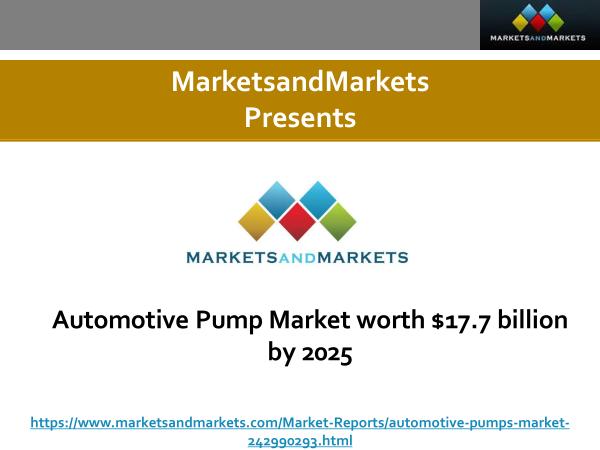 Automotive Pump Market worth $17.7 billion by 2025