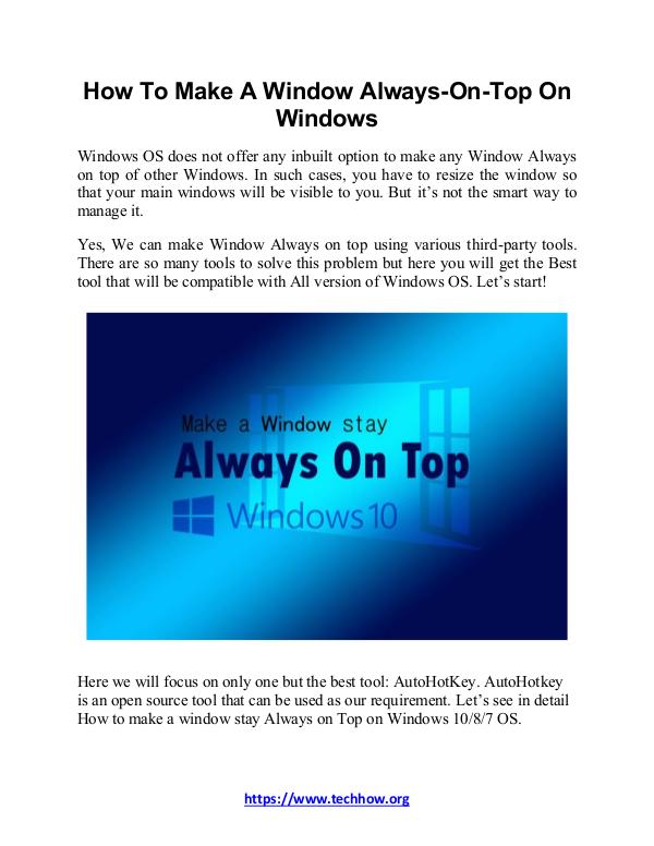 How To Make A Window Always-On-Top On Windows How To Make A Window Always-On-Top On Windows
