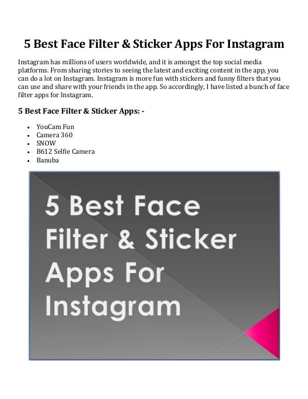 5 Best Face Filter & Sticker Apps For Instagram