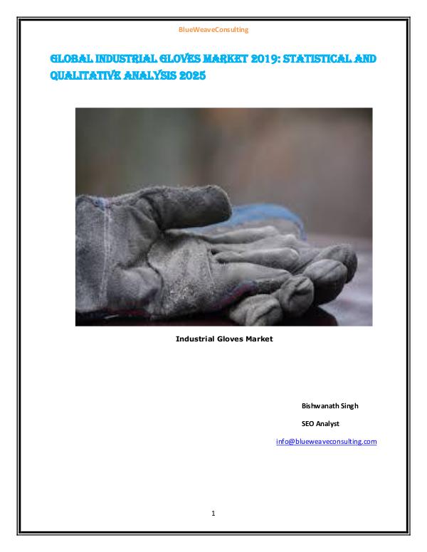 Global Industrial Gloves Market– 2019 | Industrial Gloves Market