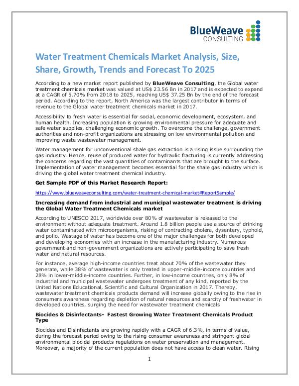 Water Treatment Chemicals Market Analysis,Growth, Trends 2025 Global Water Treatment Chemicals Market