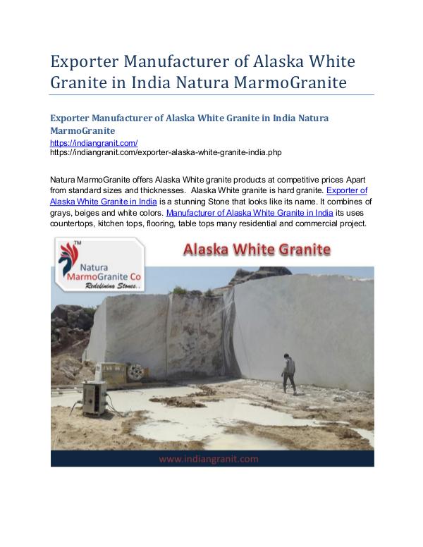 Exporter Manufacturer of Alaska White Granite in India Exporter Manufacturer of Alaska White Granite in I