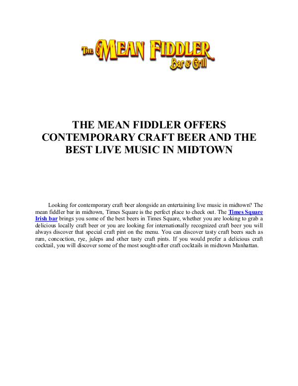 The Mean Fiddler | Irish Pub in Midtown, Nightclub, Karaoke OFFERS CONTEMPORARY CRAFT BEER AND THE BEST LIVE M