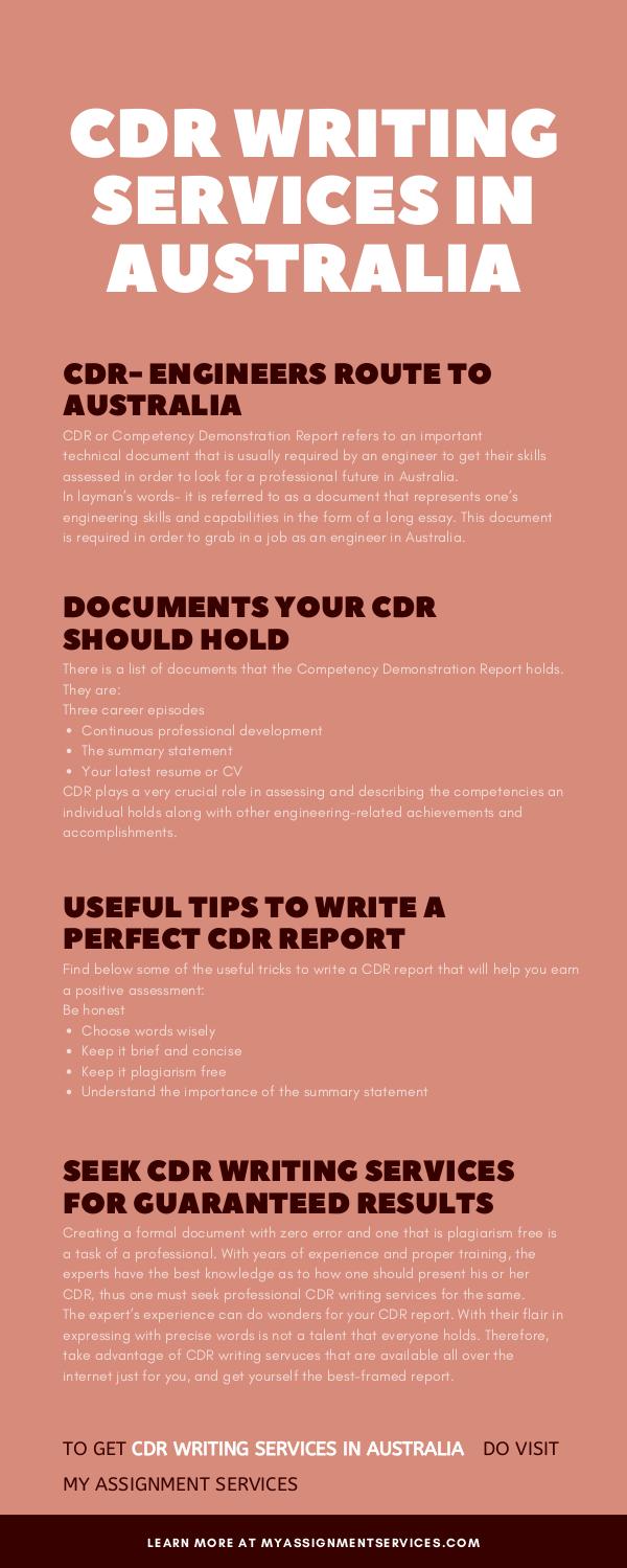 CDR writing services in Australia