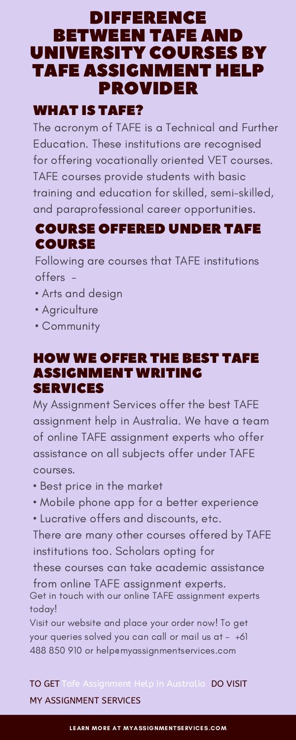 Assignment Help Australia Difference Between TAFE And University Courses By