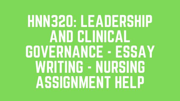 Assignment Help Australia HNN320 Leadership and Clinical Governance - Essay