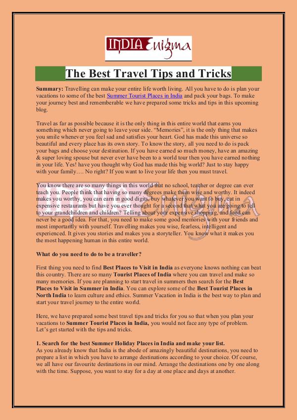 The Best Travel Tips and Tricks