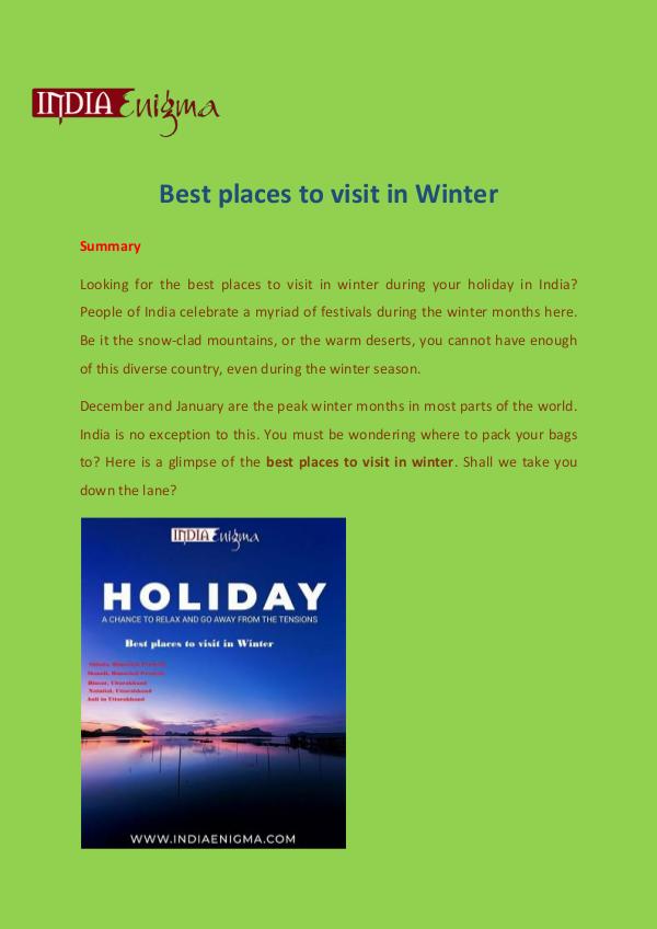Best places to visit in Winter