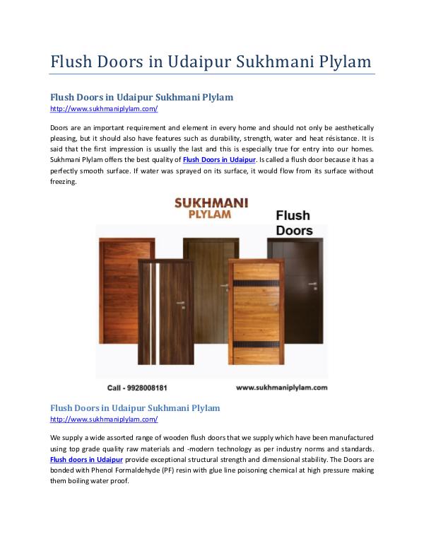 Flush Doors in Udaipur Sukhmani Plylam Flush Doors in Udaipur Sukhmani Plylam