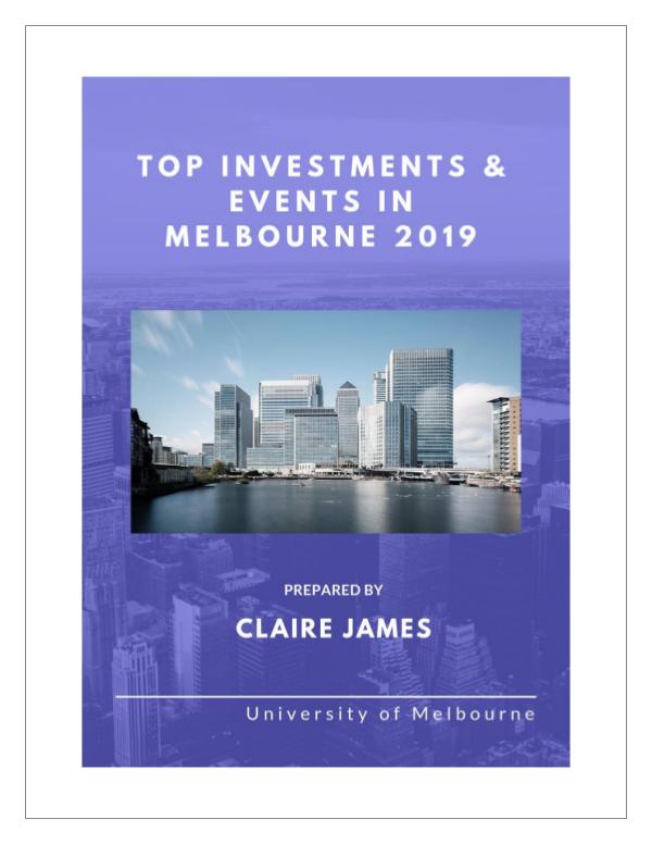 Top Investments & Events in Melbourne 2019 Top Investment & Events in Melbourne 2019