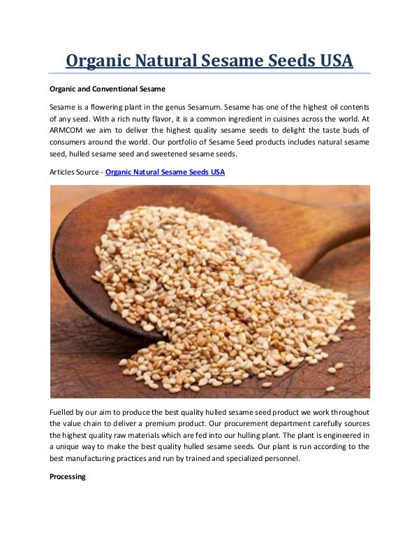 Organic Natural Sesame Seeds USA Organic Natural Sesame Seeds USA