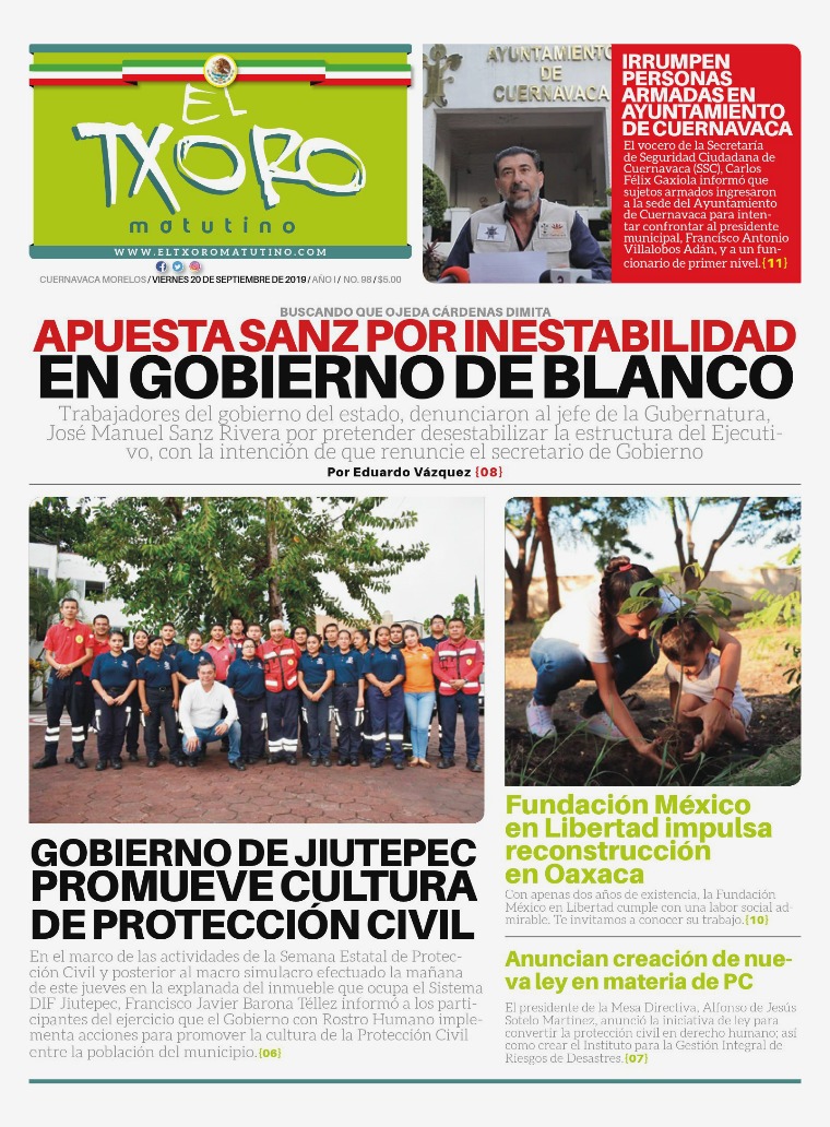 Edición impresa de El Txoro Matutino del 20 de septiembre de 2019 Edicion 20 de septiembre