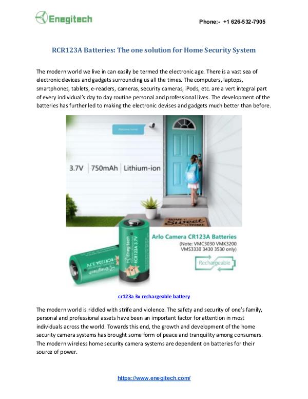 RCR123A Batteries The solution for Home Security