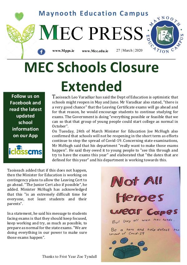 'MEC Press' March School News Publication 2020