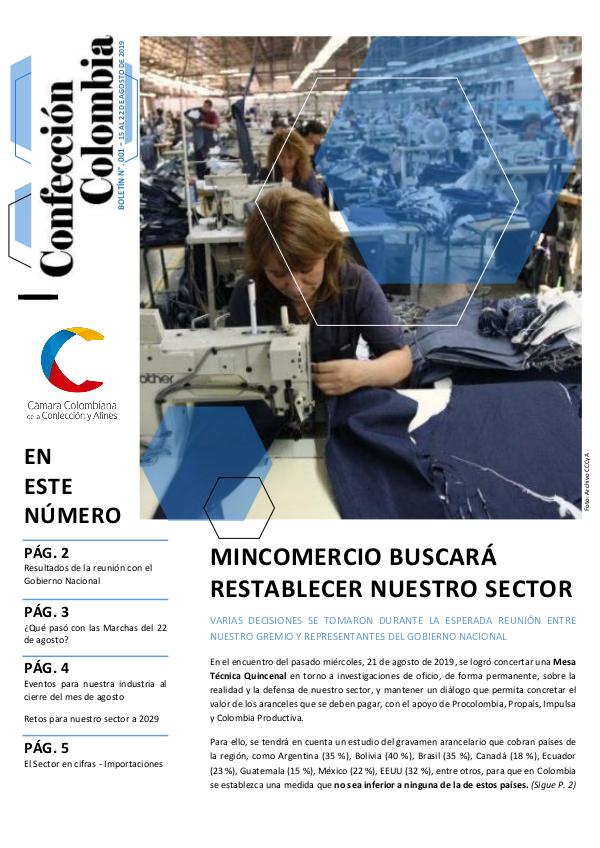 Boletín Confección Colombia - 001 - Agosto 15 de 2019