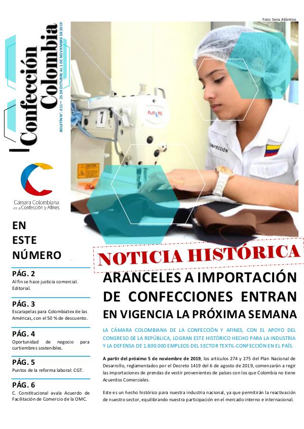 Boletín Confección Colombia - 011 - 1 de noviembre de 2019