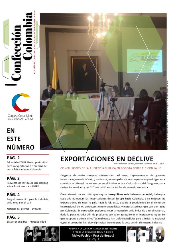 Boletín Confección Colombia - 003 - Agosto 29 de 2019