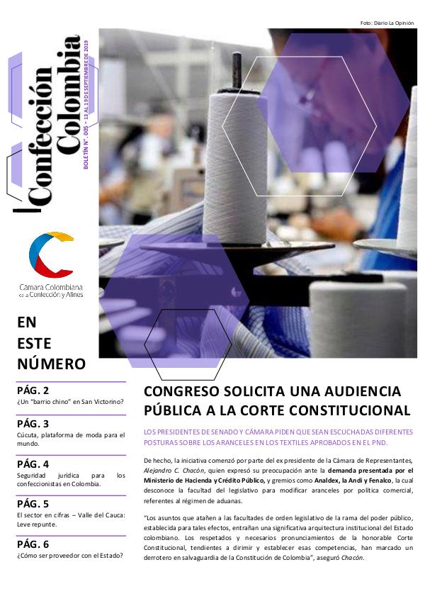 Boletín Confección Colombia 005 - Septiembre 19 de 2019