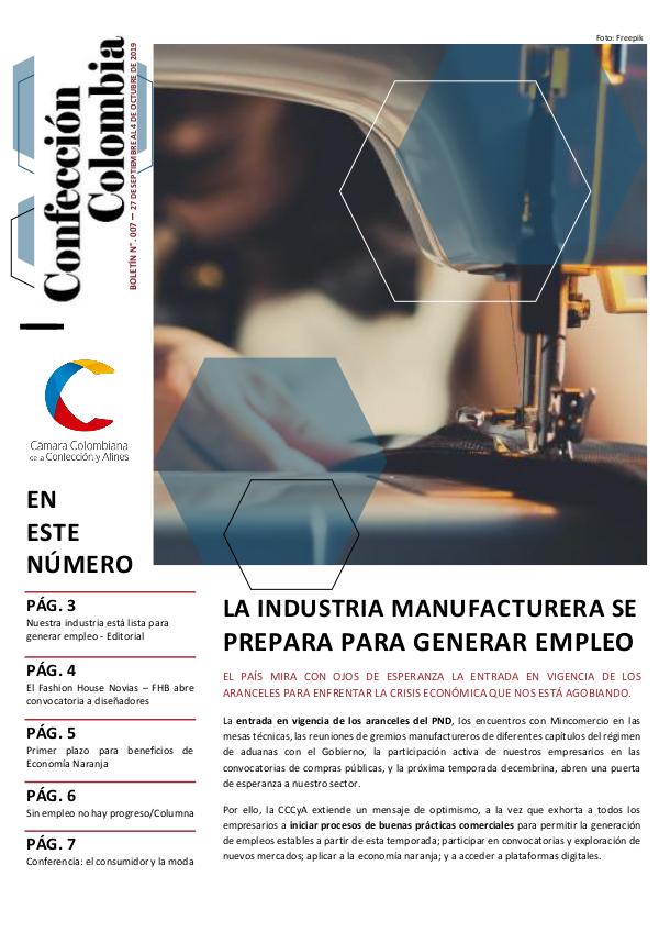 Boletín Confección Colombia - 007 - 3 de octubre de 2019