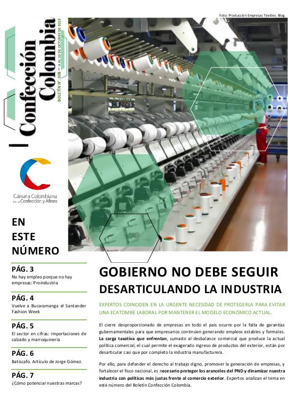 Boletín Confección Colombia - 008 - 10 de octubre de 2019