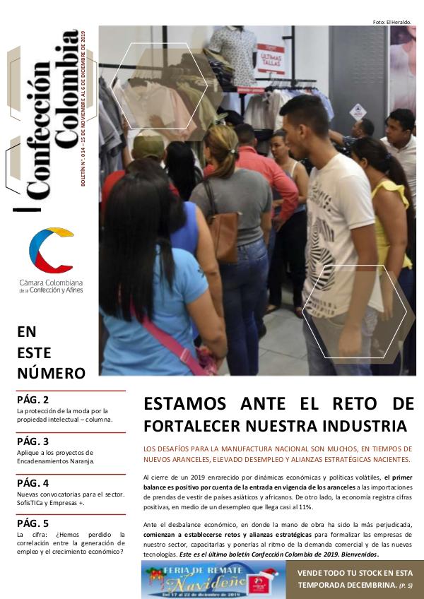 Boletín Confección Colombia - 014 - 6 de diciembre de 2019