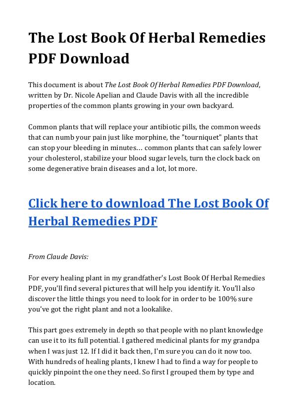 The Lost Book Of Herbal Remedies Pdf Download The Lost Book Of Herbal Remedies Pdf Download Joomag Newsstand