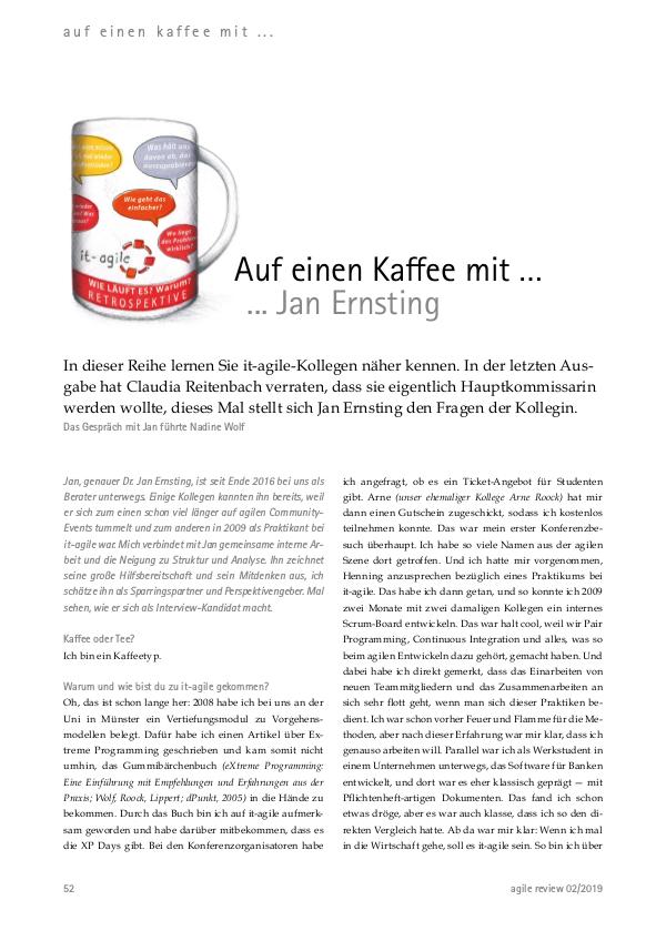 Auf einen Kaffee mit ... Jan Ernsting agile review 2019/2 Werft Ballast ab!