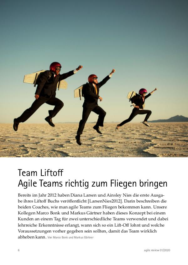 agile review 2020/1 Agilität aufgleisen! Team Liftoff