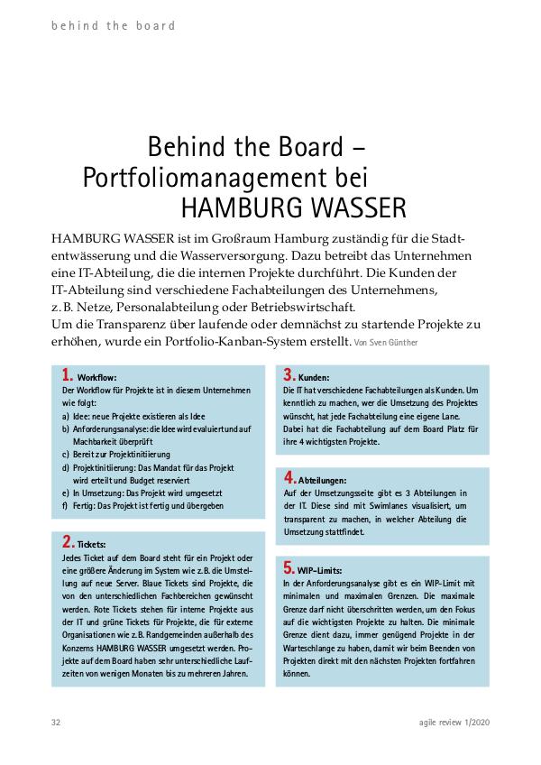 agile review 2020/1 Agilität aufgleisen! Behind the Board: Hamburg Wasser