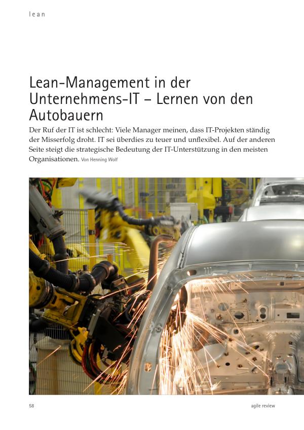 Feedback ist entscheidend! (2010/1) Lean-Management in der
Unternehmens-IT – Lernen vo