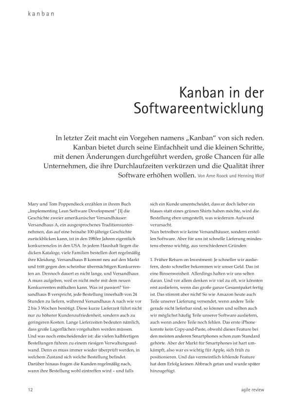 ... schneller als die Konkurrenz! (2011/1) Kanban in der Softwareentwicklung