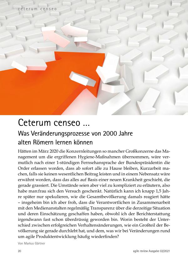 Ceterum censeo … - Was Veränderungprozesse von 2000 Jahre alten Römern lernen können Beende den Spuk! (2021/2)