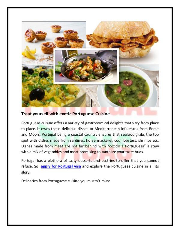 Treat yourself with exotic Portuguese Cuisine Treat yourself with exotic Portuguese Cuisine