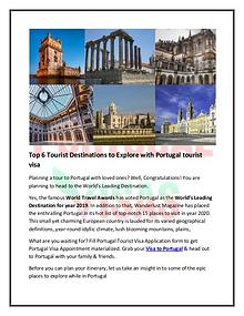 Top 6 Tourist Destinations to Explore with Portugal tourist visa