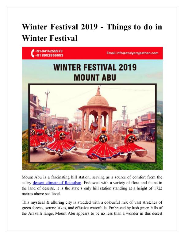 Winter Festival 2019 - Things to do in winter festival Winter Festival 2019