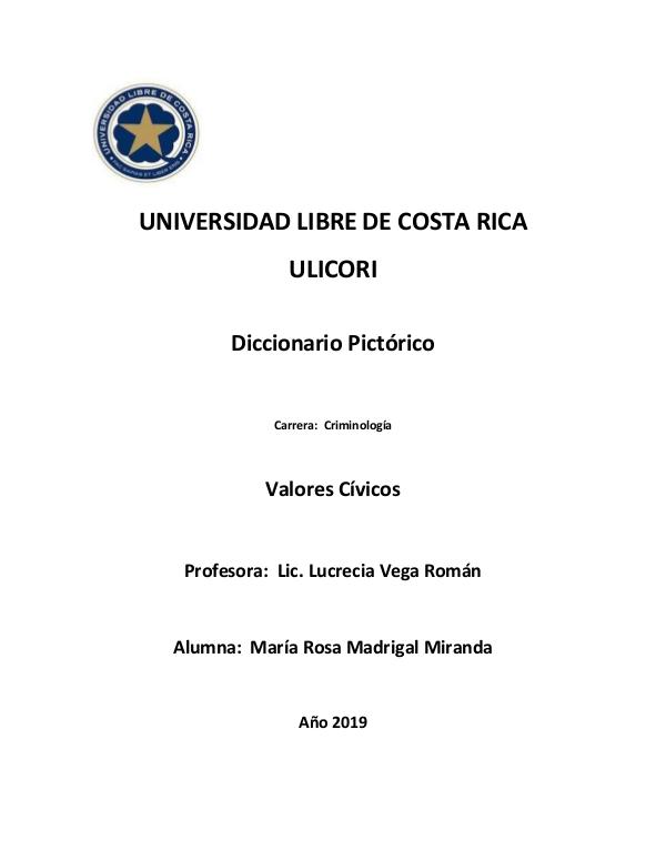 Diccionario Pictórico IIICuatrimestre2019_grupo 1A_Rosa Madrigal Diccionario Pictórico  Valores Cívicos