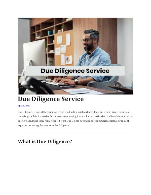 Due Diligence Service Due Diligence Service