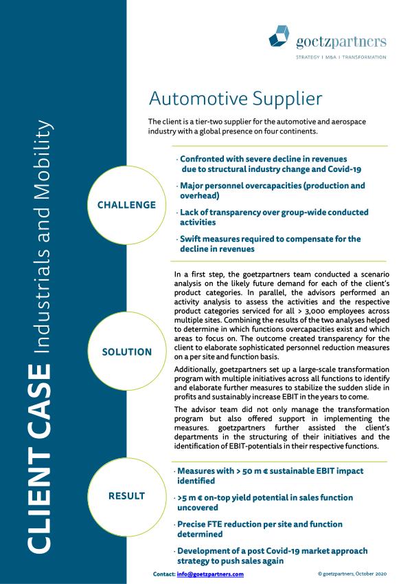 Client Case: Automotive Supplier